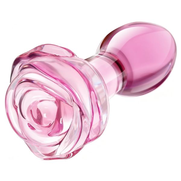 Rose Crystal Glass Butt Plug