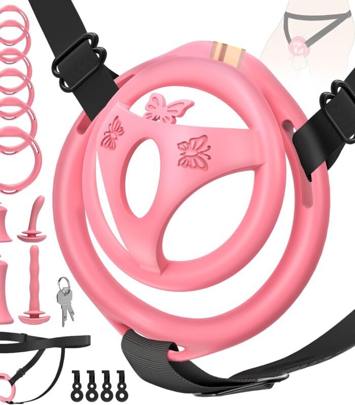 Male Flat Chastity Cage Pink