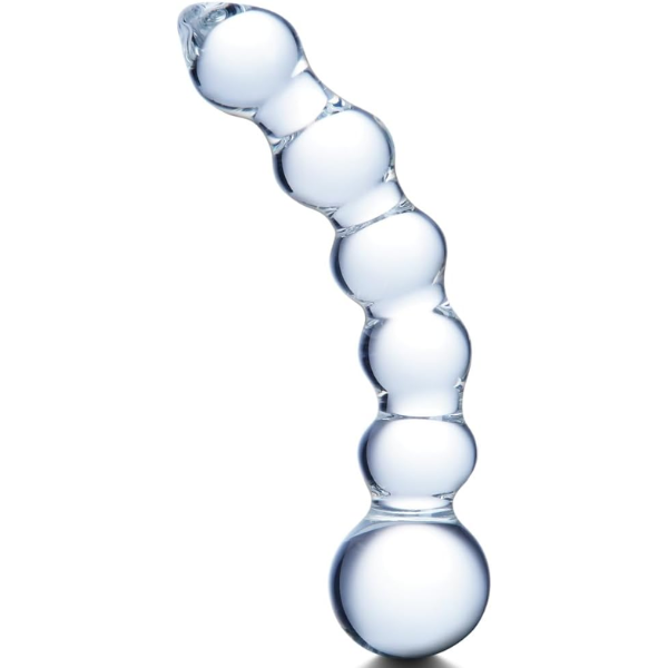 Big Clear Glass Anal Beads Curved Prostate Dildo